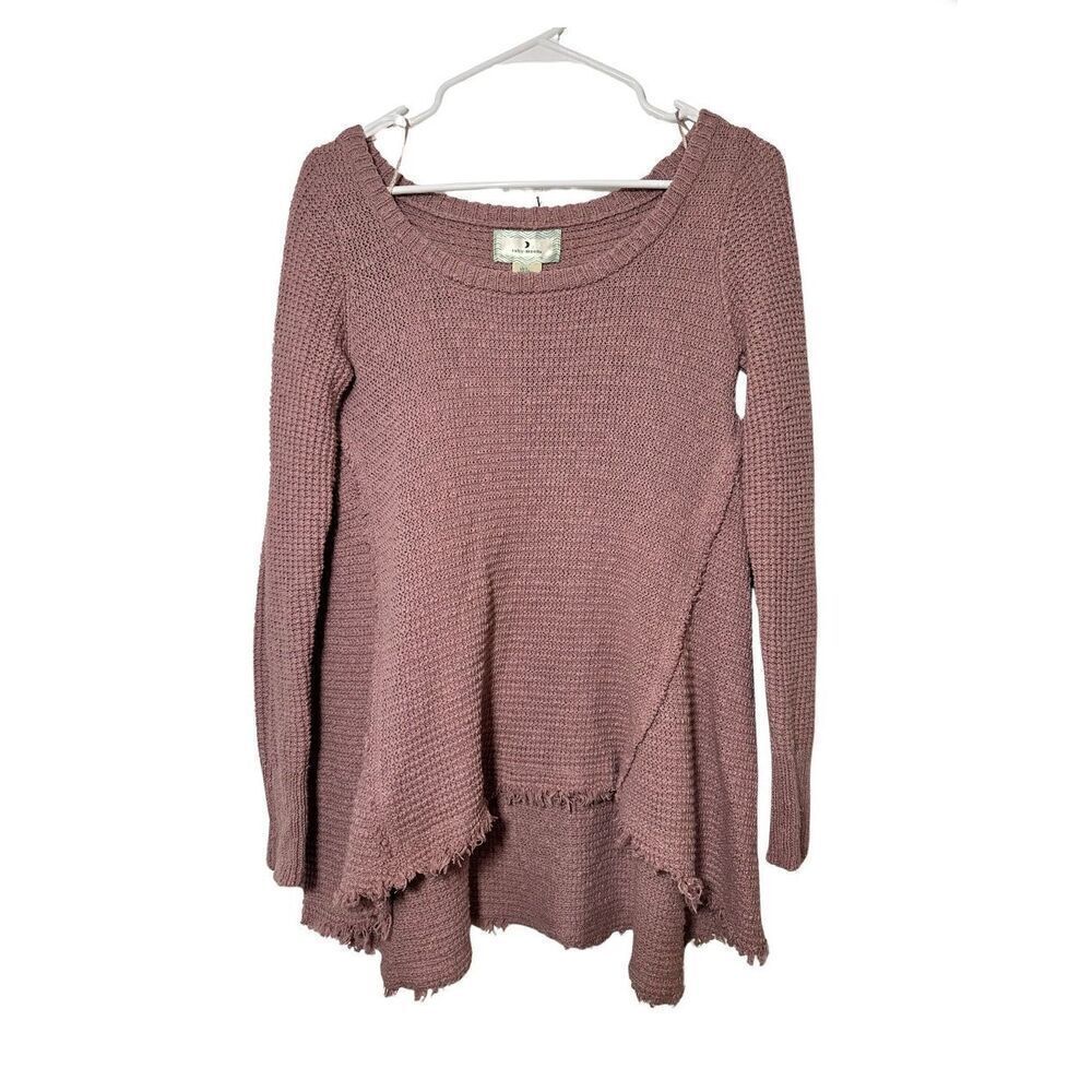 Anthropologie Ruby Moon Boho Raw Hem 100% Cotton Distressed Sweater, Small